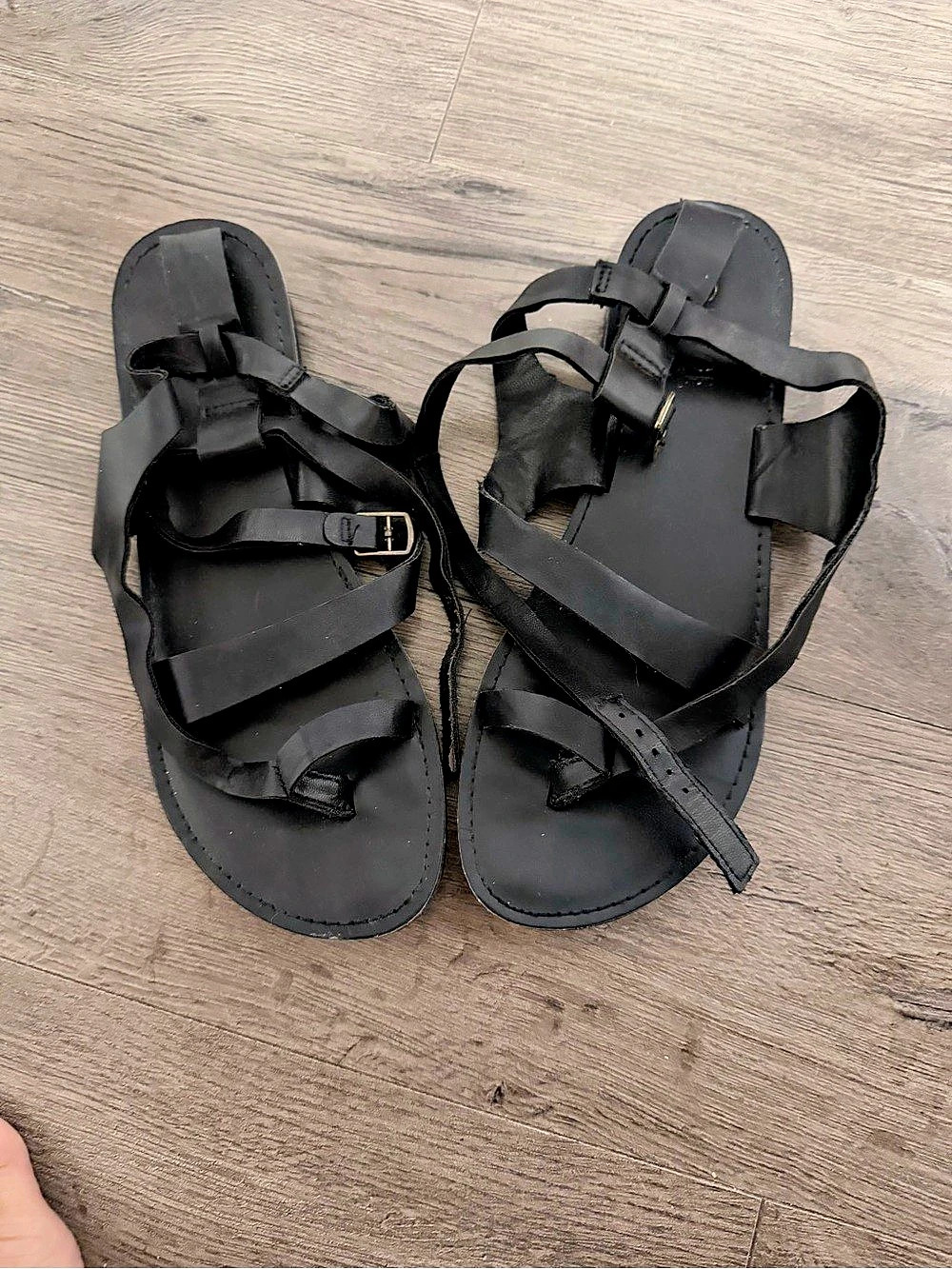 Black Strappy Flat Sandals